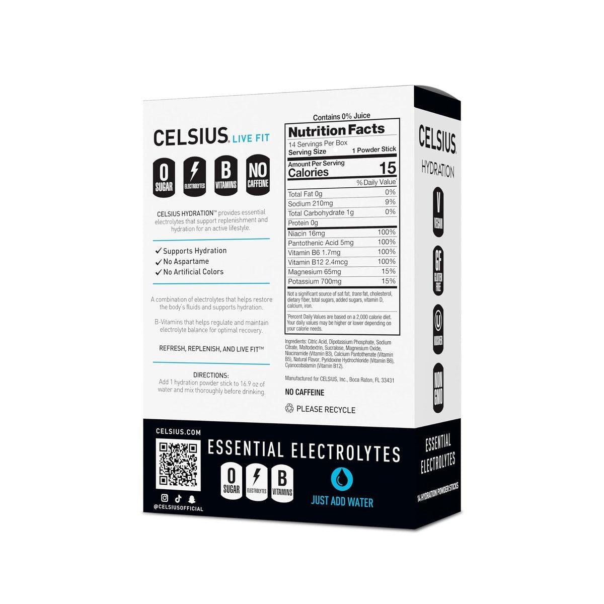 CELSIUS Hydration™ Blue Razz, Zuckerfreies Elektrolyt-Getränkepulver (14er-Pack)