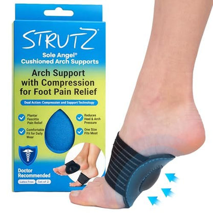 Strutz Sole Angel – Original patentierte Fußgewölbe-Stütze mit Kompressionstechnologie gegen Plantarfasziitis – Metatarsal-Fußpolster für Damen und Herren – 1 Packung