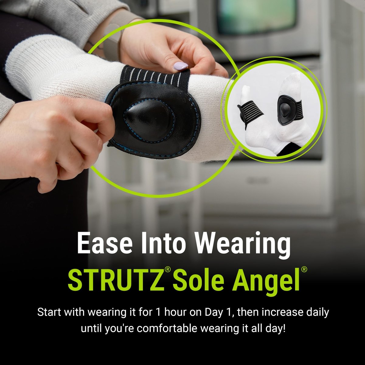 Strutz Sole Angel – Original patentierte Fußgewölbe-Stütze mit Kompressionstechnologie gegen Plantarfasziitis – Metatarsal-Fußpolster für Damen und Herren – 1 Packung