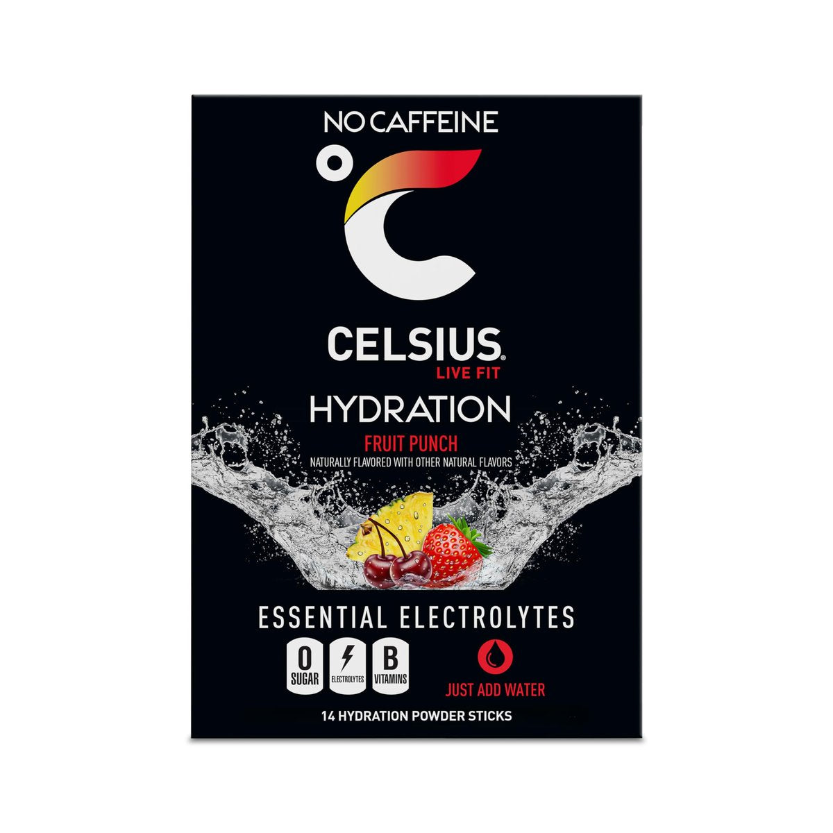 CELSIUS Hydration™ Fruit Punch, Zuckerfreies Elektrolyt-Hydrationsgetränkepulver (14er-Pack)