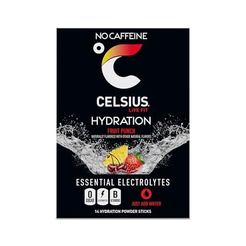 CELSIUS Hydration™ Fruit Punch, Zuckerfreies Elektrolyt-Hydrationsgetränkepulver (14er-Pack)