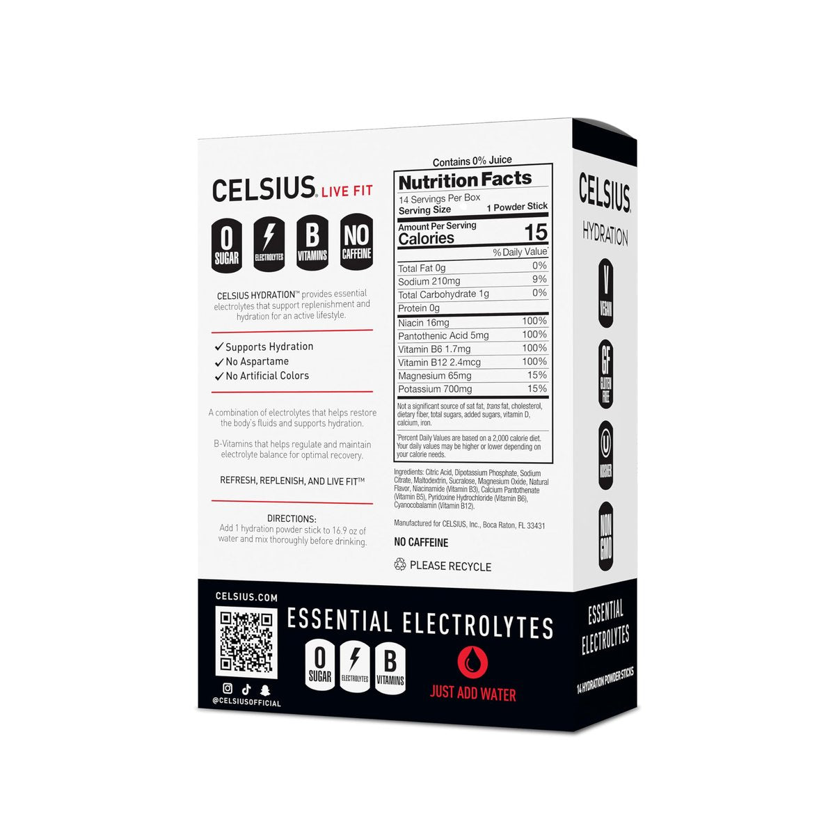 CELSIUS Hydration™ Fruit Punch, Zuckerfreies Elektrolyt-Hydrationsgetränkepulver (14er-Pack)