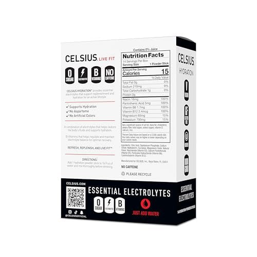 CELSIUS Hydration™ Fruit Punch, Zuckerfreies Elektrolyt-Hydrationsgetränkepulver (14er-Pack)