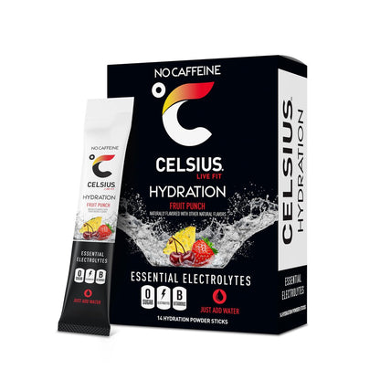 CELSIUS Hydration™ Fruit Punch, Zuckerfreies Elektrolyt-Hydrationsgetränkepulver (14er-Pack)