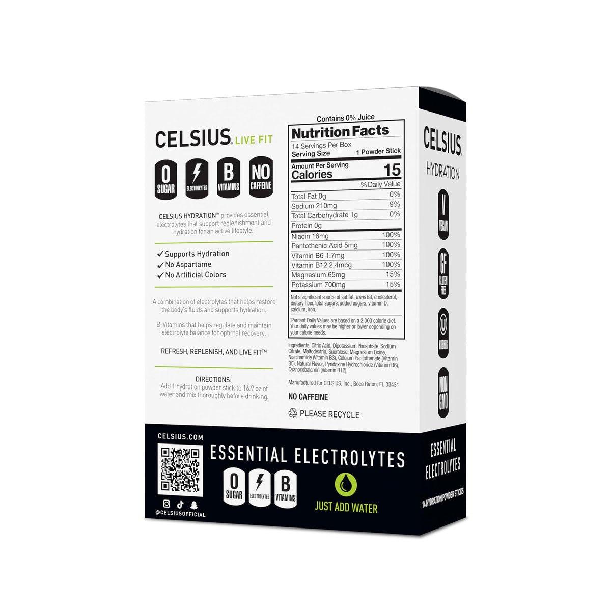 CELSIUS Hydration™ Zitrone Limette, Zuckerfreies Elektrolyt-Getränkepulver (14er-Pack)