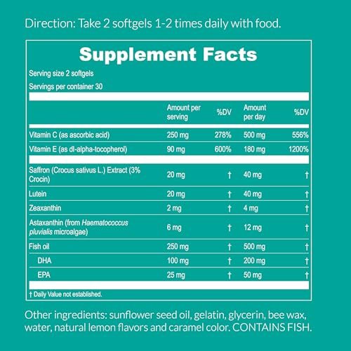 UpNourish AREDS 2 Augenvitamine für Senioren – Lutein Nahrungsergänzungsmittel für Erwachsene – Unterstützung bei Computer-Augenbelastung, Augengesundheit und trockenen Augen – Sehkraft & Augen Vitamine für Frauen und Männer