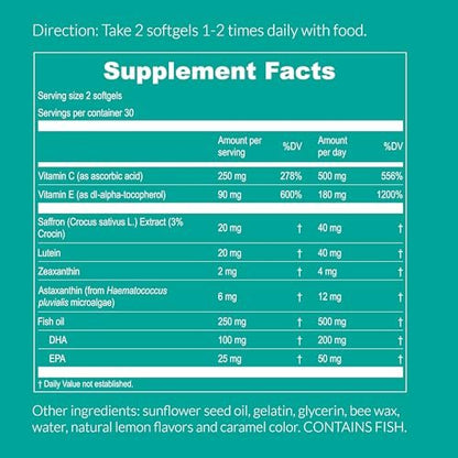 UpNourish AREDS 2 Augenvitamine für Senioren – Lutein Nahrungsergänzungsmittel für Erwachsene – Unterstützung bei Computer-Augenbelastung, Augengesundheit und trockenen Augen – Sehkraft & Augen Vitamine für Frauen und Männer