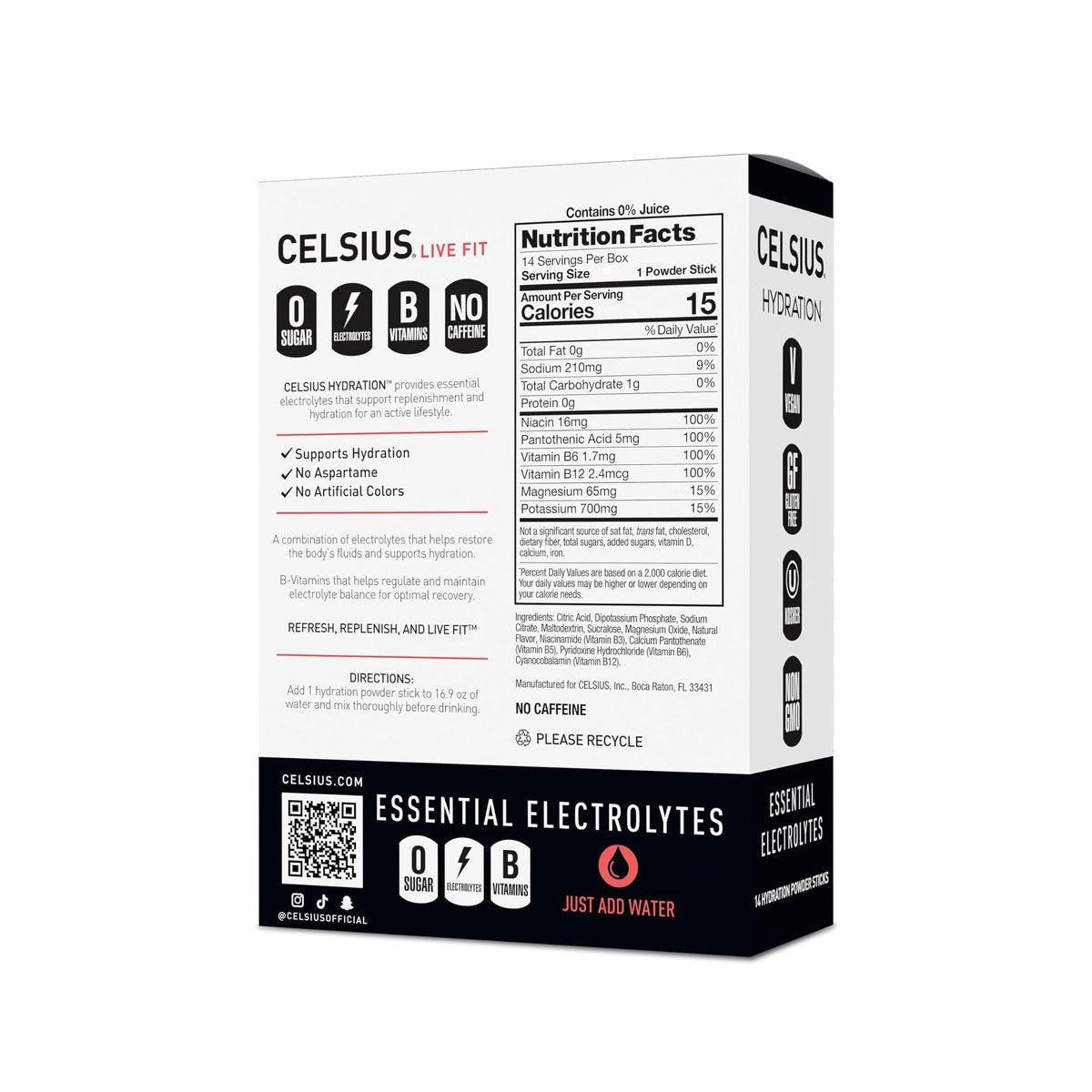 CELSIUS Hydration™ Erdbeer-Wassermelone, Zuckerfreies Elektrolyt-Getränkepulver (14er-Pack)