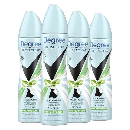 Degree UltraClear Antitranspirant Deodorant Trockenspray 4er-Pack – 72h Schweißschutz für Frauen, Pure Aloe Duft, gegen weiße Flecken und gelbe Verfärbungen, 3,8 Oz