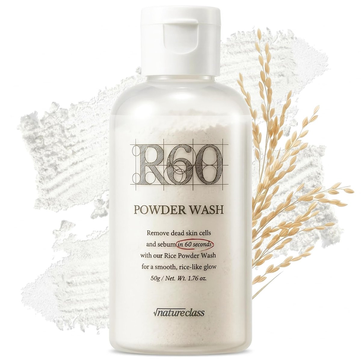 NATURECLASS R60 Reis-Enzym-Gesichtspulver – Sanfter Reiniger für empfindliche Haut, 50 g