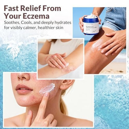 Crogooe Natürliche Beruhigende Ekzemcreme mit Seemoos, Aloe Vera und Hafer – Feuchtigkeitsspendende Pflege für trockene Haut, 118 ml