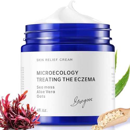 Crogooe Natürliche Beruhigende Ekzemcreme mit Seemoos, Aloe Vera und Hafer – Feuchtigkeitsspendende Pflege für trockene Haut, 118 ml