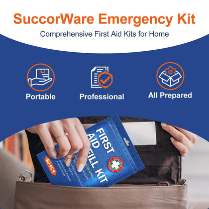 SuccorWare 90-teiliges Erste-Hilfe-Nachfüllset – Wundversorgungsset mit Verbänden für Zuhause, Reisen, Wandern – Tragbares Ersatzset für Erste-Hilfe-Medizinbedarf (1 Set)