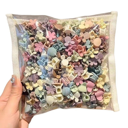 100 Stück Mini-Haarklammern für Mädchen, Niedliche Pastellfarbene Blumen- und Tiermotive, Langlebige Kunststoff-Haarschmuck für Kleinkinder und Kinder