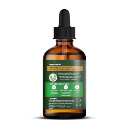 HerbsIndia Teebaumöl für die Haut - 100 ml - 100% rein, unverdünnt, Premium-Qualität mit Glaspipette, Non-GMO