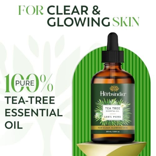 HerbsIndia Teebaumöl für die Haut - 100 ml - 100% rein, unverdünnt, Premium-Qualität mit Glaspipette, Non-GMO