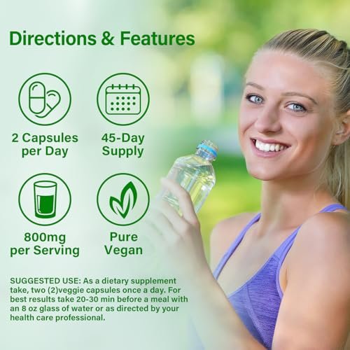 Moringa Kapseln | 800 mg reines Moringa-Pulver – Unterstützt Energie, Haut- und Darmgesundheit, Immunsystem – Grünes Superfood mit Vitaminen & Aminosäuren (90 Kapseln)