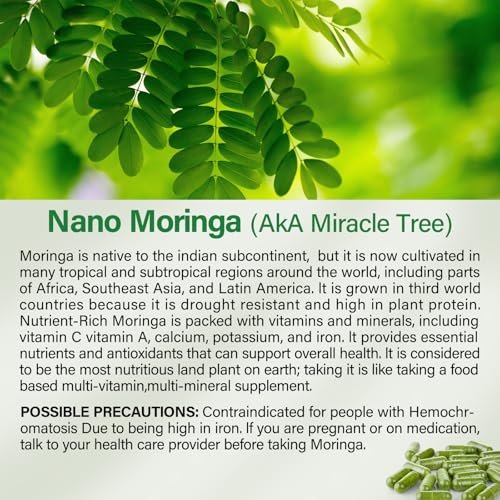 Moringa Kapseln | 800 mg reines Moringa-Pulver – Unterstützt Energie, Haut- und Darmgesundheit, Immunsystem – Grünes Superfood mit Vitaminen & Aminosäuren (90 Kapseln)