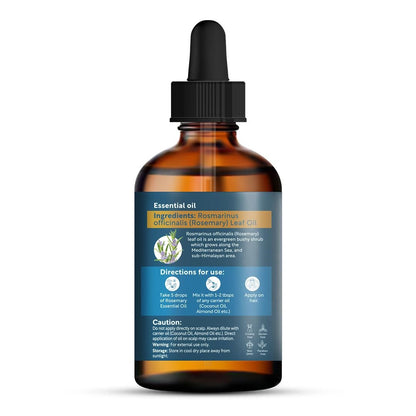 Herbsindia Rosmarinöl für Haare - Riesige 100 ml - 100% rein - Premiumqualität mit Glaspipette, unverdünnt, nicht gentechnisch verändert