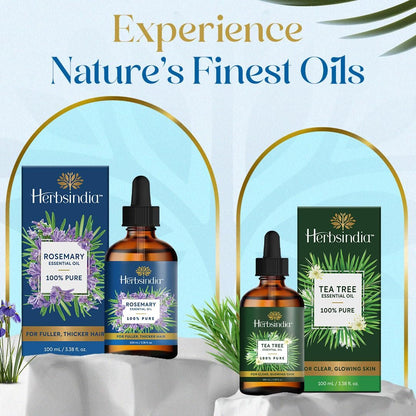 Herbsindia Rosmarinöl für Haare - Riesige 100 ml - 100% rein - Premiumqualität mit Glaspipette, unverdünnt, nicht gentechnisch verändert