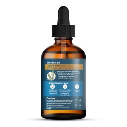 Herbsindia Rosmarinöl für Haare - Riesige 100 ml - 100% rein - Premiumqualität mit Glaspipette, unverdünnt, nicht gentechnisch verändert
