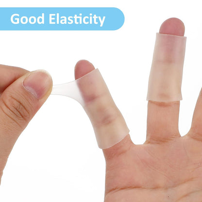 Gel-Fingerlinge, 10 Stück Gel-Fingerschutz, Fingerkappen aus Silikon, Fingerspitzen-Schutz, Fingerhülsen, Daumenschutz bei Handekzemen, rissigen Fingern und Arthritis (Transparent)