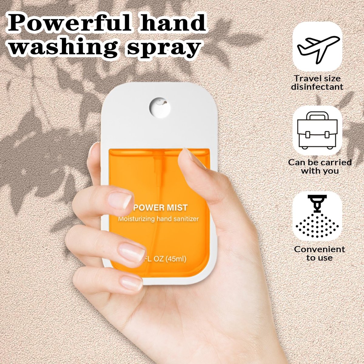 FBEZEB Power Mist Hydratisierendes Handdesinfektionsspray, Reisegröße, 500 Sprühstöße, für Erwachsene und Kinder (Erdbeere)