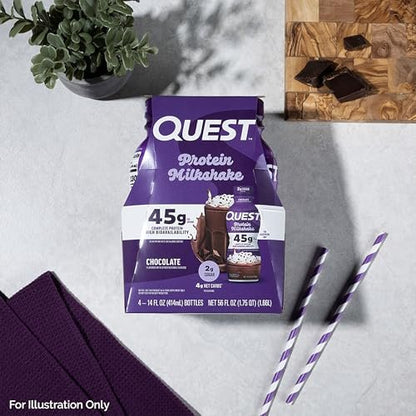 Quest Nutrition Schokoladen-Proteinshake – 45 g Protein, 2 g Zucker, 4 g Netto-Kohlenhydrate, gebrauchsfertig, glutenfrei, 4er-Pack