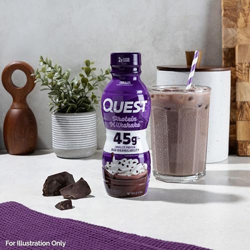 Quest Nutrition Schokoladen-Proteinshake – 45 g Protein, 2 g Zucker, 4 g Netto-Kohlenhydrate, gebrauchsfertig, glutenfrei, 4er-Pack