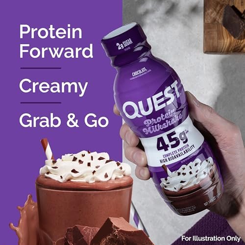 Quest Nutrition Schokoladen-Proteinshake – 45 g Protein, 2 g Zucker, 4 g Netto-Kohlenhydrate, gebrauchsfertig, glutenfrei, 4er-Pack