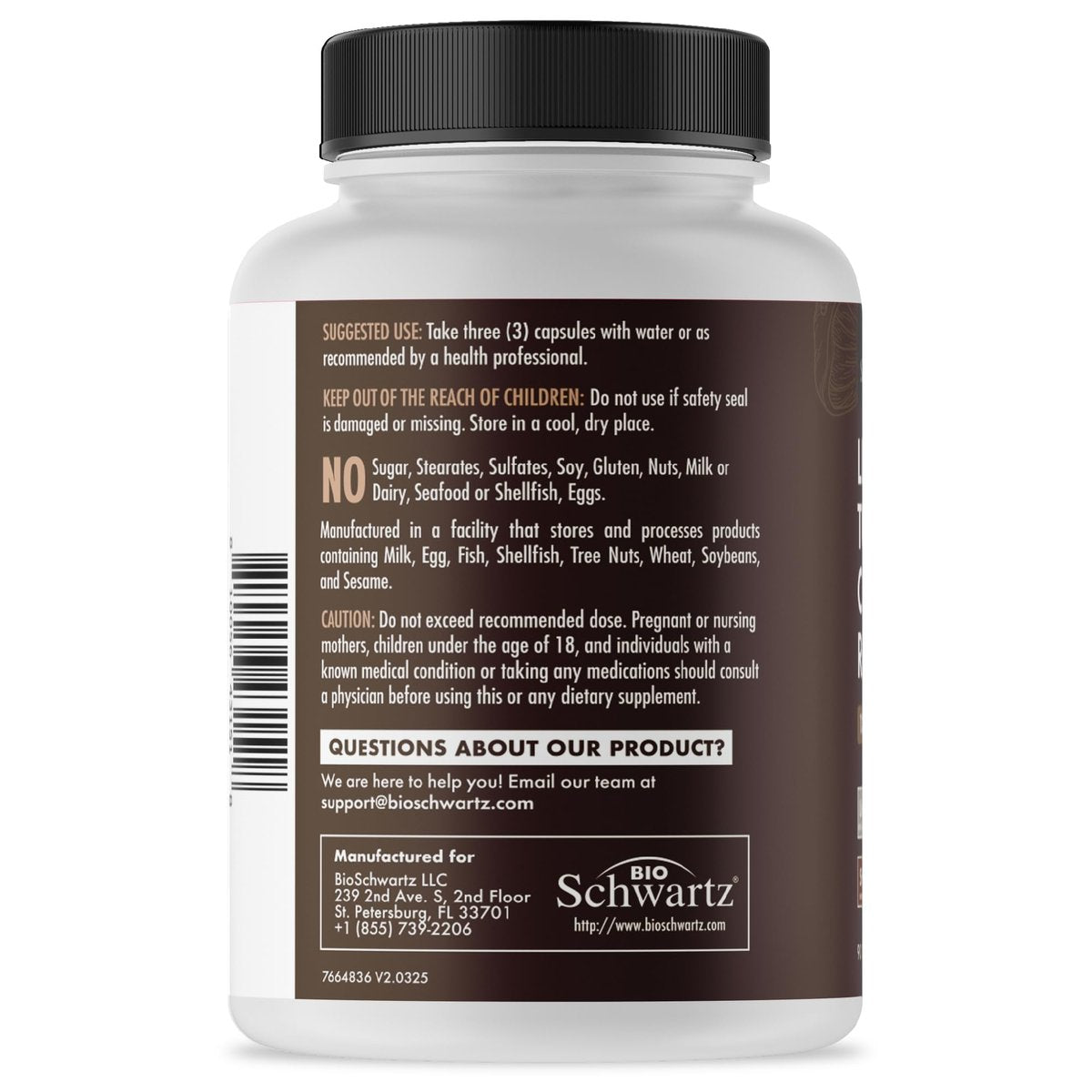 BioSchwartz 13-in-1 Pilzkomplex Kapseln - Bio-Pilz Nahrungsergänzung mit Löwenmähne, Chaga, Reishi, Cordyceps - Unterstützt Fokus, Energie, Immunsystem - mit BioPerin für Absorption, 90 Kapseln