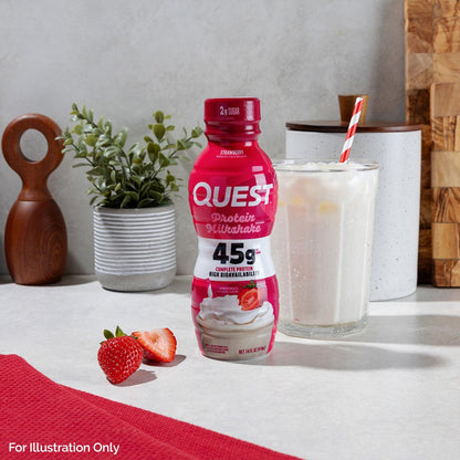Quest Nutrition Erdbeer-Proteinshake – 45 g Protein, 2 g Zucker, 4 g Netto-Kohlenhydrate, Fertiggetränk, glutenfrei, 4er-Pack