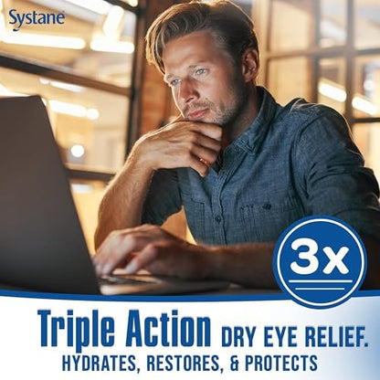 Systane PRO PF Augentropfen bei Trockenen Augen, 10 ml, Konservierungsmittelfrei mit Hyaluronat, Dreifach-Wirkformel zur Befeuchtung, Wiederherstellung & Schutz, Mehrdosisflasche