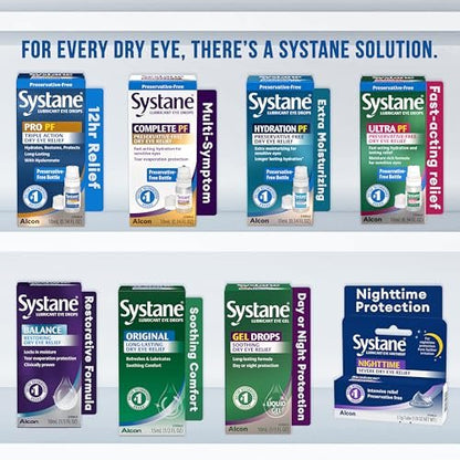 Systane PRO PF Augentropfen bei Trockenen Augen, 10 ml, Konservierungsmittelfrei mit Hyaluronat, Dreifach-Wirkformel zur Befeuchtung, Wiederherstellung & Schutz, Mehrdosisflasche