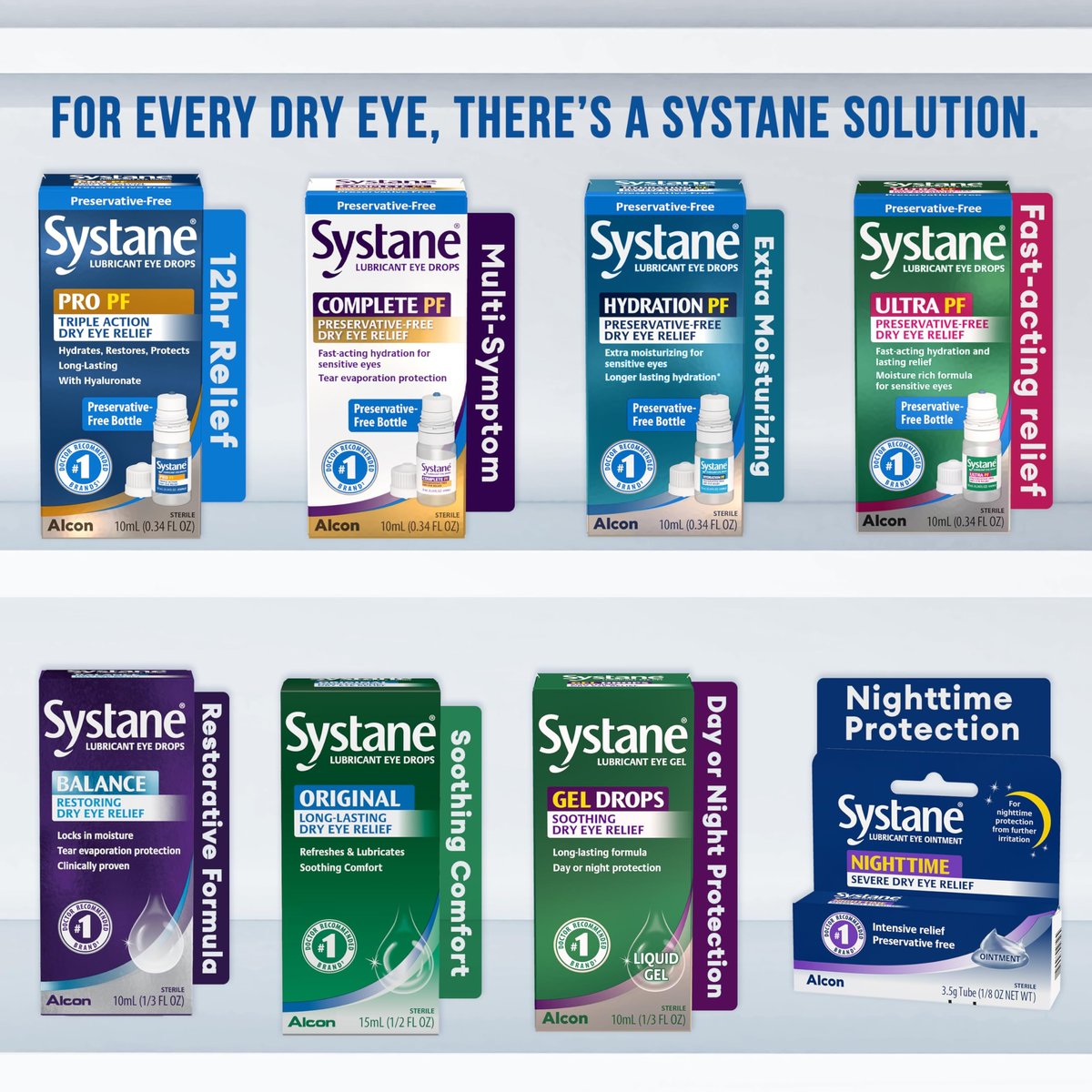 Systane PRO PF Augentropfen bei Trockenen Augen, 10 ml, Konservierungsmittelfrei mit Hyaluronat, Dreifach-Wirkformel zur Befeuchtung, Wiederherstellung & Schutz, Mehrdosisflasche