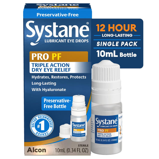 Systane PRO PF Augentropfen bei Trockenen Augen, 10 ml, Konservierungsmittelfrei mit Hyaluronat, Dreifach-Wirkformel zur Befeuchtung, Wiederherstellung & Schutz, Mehrdosisflasche