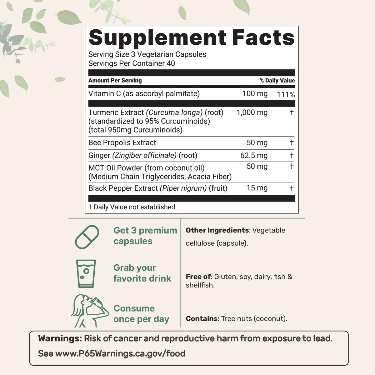 Micro Ingredients Reines Curcumin-Pulver 1.000 mg – 95 % Curcuminoide mit schwarzem Pfeffer & Ingwer – Hoch absorbierbar für Gelenk- & Antioxidans-Unterstützung* – Füllstofffrei, 120 vegane Kapseln
