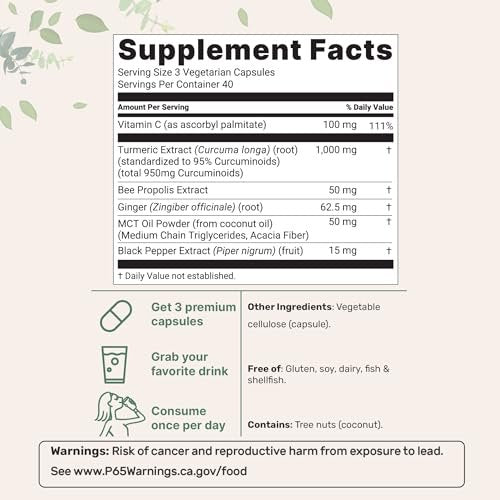 Micro Ingredients Reines Curcumin-Pulver 1.000 mg – 95 % Curcuminoide mit schwarzem Pfeffer & Ingwer – Hoch absorbierbar für Gelenk- & Antioxidans-Unterstützung* – Füllstofffrei, 120 vegane Kapseln