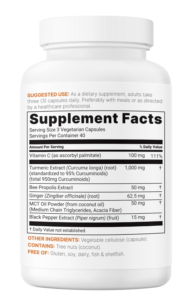 Micro Ingredients Reines Curcumin-Pulver 1.000 mg – 95 % Curcuminoide mit schwarzem Pfeffer & Ingwer – Hoch absorbierbar für Gelenk- & Antioxidans-Unterstützung* – Füllstofffrei, 120 vegane Kapseln