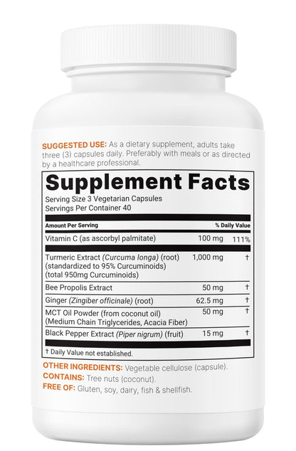 Micro Ingredients Reines Curcumin-Pulver 1.000 mg – 95 % Curcuminoide mit schwarzem Pfeffer & Ingwer – Hoch absorbierbar für Gelenk- & Antioxidans-Unterstützung* – Füllstofffrei, 120 vegane Kapseln