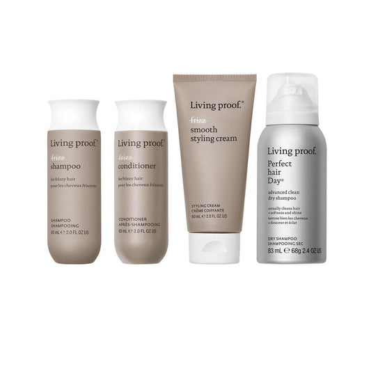Living Proof Frizz-free Hair Essentials Kit - Reiseset Shampoo, Conditioner, Styling Cream & Trockenshampoo (Wert 70 €)