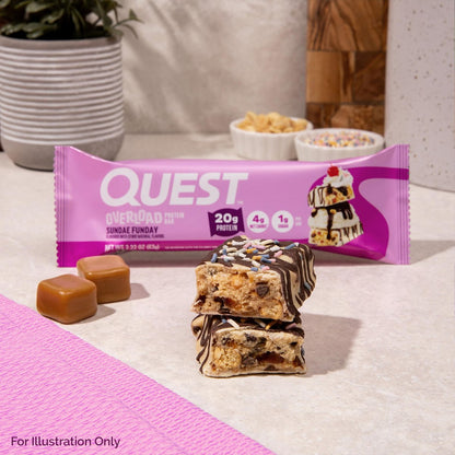 Quest Nutrition Overload Protein Riegel Sundae Funday – 20g Protein, 1g Zucker, 4g Netto-Kohlenhydrate, glutenfrei, 12er-Pack