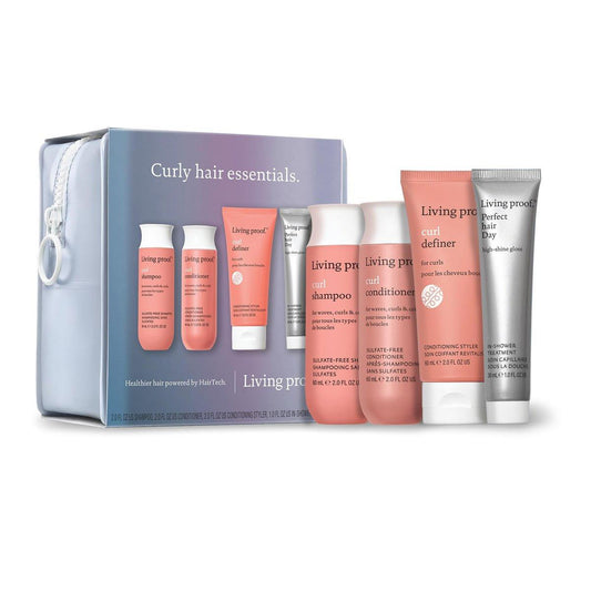 Living Proof Curly Hair Essentials Kit – Reiseset mit Curl Shampoo, Conditioner, Definer & Perfect Hair Day Gloss Treatment (66 € Wert)