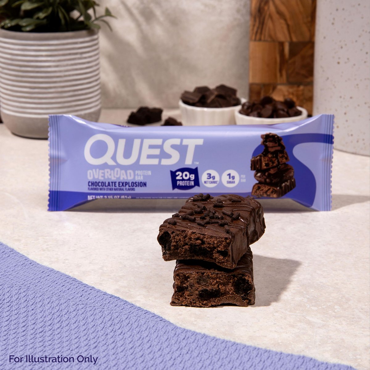 Quest Nutrition Overload Protein Riegel, Chocolate Explosion, 20g Protein, 1g Zucker, 3g Netto-Kohlenhydrate, glutenfrei, 12er Pack