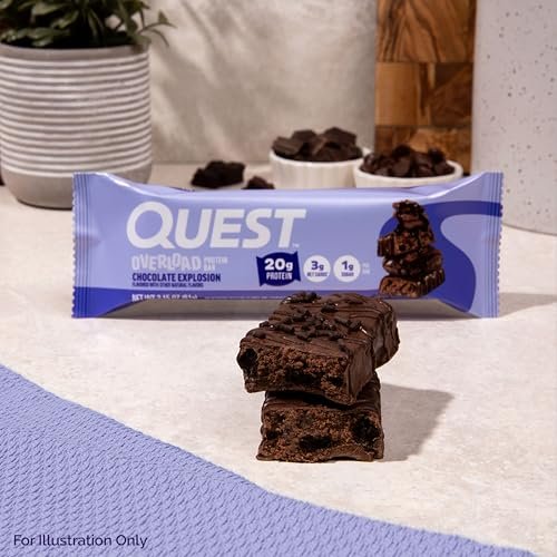 Quest Nutrition Overload Protein Riegel, Chocolate Explosion, 20g Protein, 1g Zucker, 3g Netto-Kohlenhydrate, glutenfrei, 12er Pack