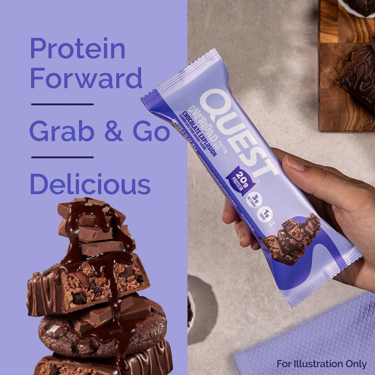Quest Nutrition Overload Protein Riegel, Chocolate Explosion, 20g Protein, 1g Zucker, 3g Netto-Kohlenhydrate, glutenfrei, 12er Pack