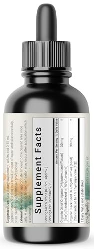 Bio Oregano Öl mit Schwarzkümmelöl, 118 ml | 2-in-1 Pipette | Hochwirksame flüssige Tropfen mit Carvacrol & Thymoquinon | Natürliches pflanzliches Nahrungsergänzungsmittel | Vegan, pflanzlich, ohne Gentechnik