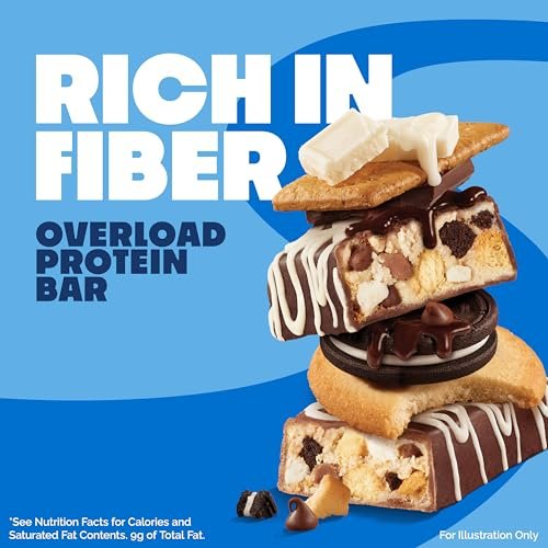 Quest Nutrition Overload Protein Riegel, Cookie Commotion, 20g Protein, 1g Zucker, 3g Netto-Kohlenhydrate, Glutenfrei, 12er Pack