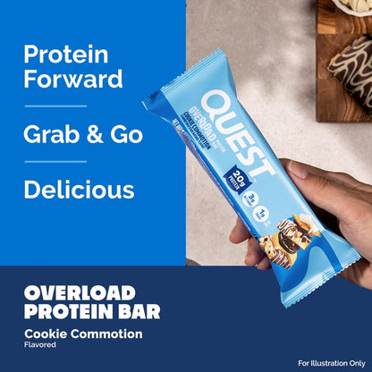 Quest Nutrition Overload Protein Riegel, Cookie Commotion, 20g Protein, 1g Zucker, 3g Netto-Kohlenhydrate, Glutenfrei, 12er Pack