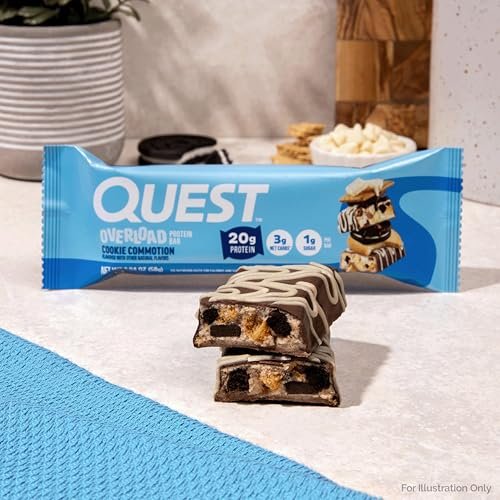 Quest Nutrition Overload Protein Riegel, Cookie Commotion, 20g Protein, 1g Zucker, 3g Netto-Kohlenhydrate, Glutenfrei, 12er Pack